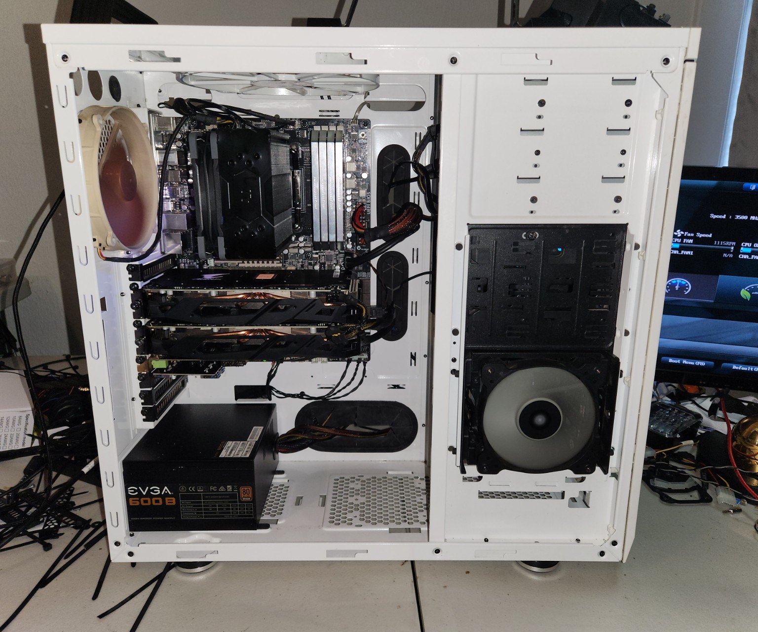 White PC build inside case