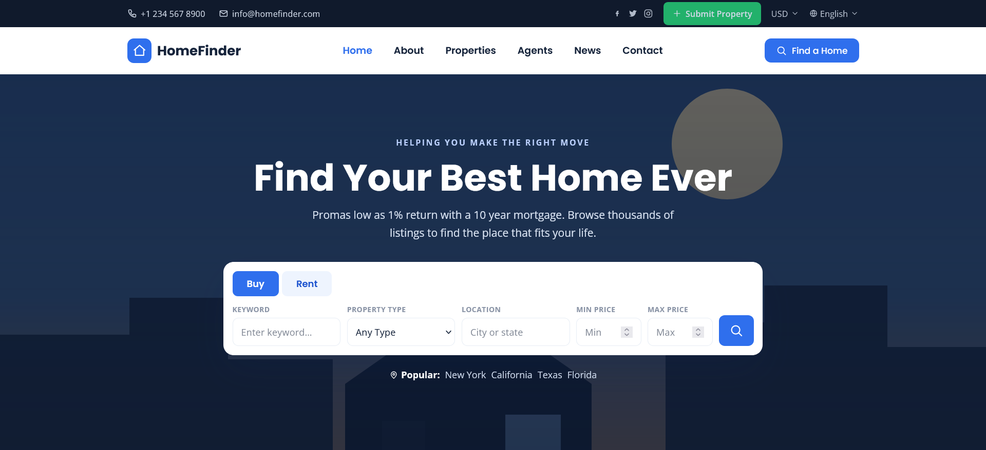 HomeFinder CMS preview