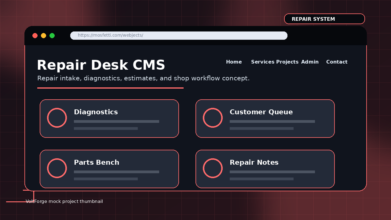 Repair Desk CMS preview